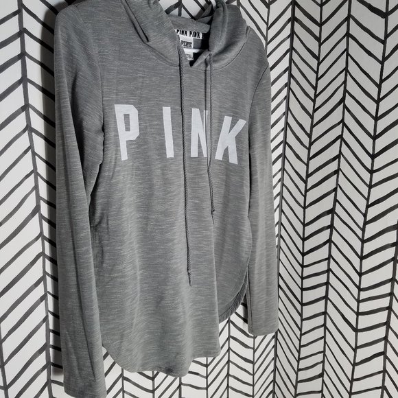 Pink Victoria's Secret Gray White Hoodie Size XS - Picture 1 of 10